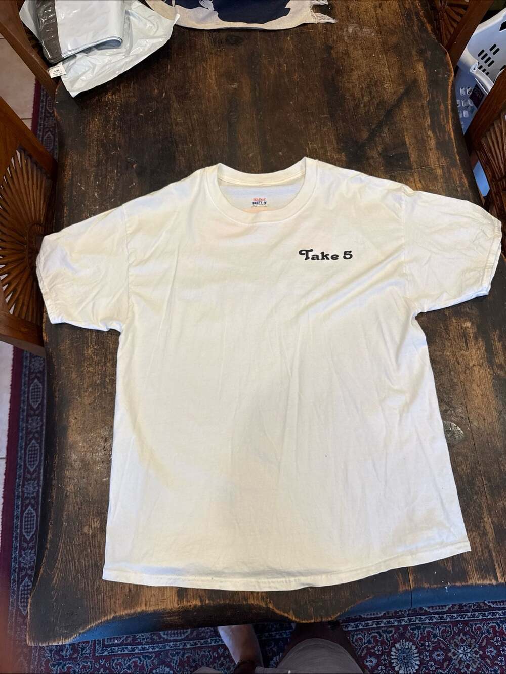 Vintage Hanes Beefy-T Take 5 Yacht Graphic T-Shirt White XL